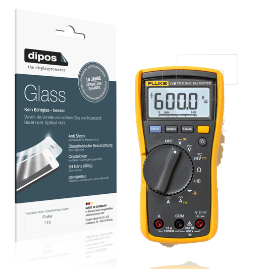 Klare Displayschutzfolie von dipos passend für Fluke 115, 9H kratzfest und blasenfrei montiert