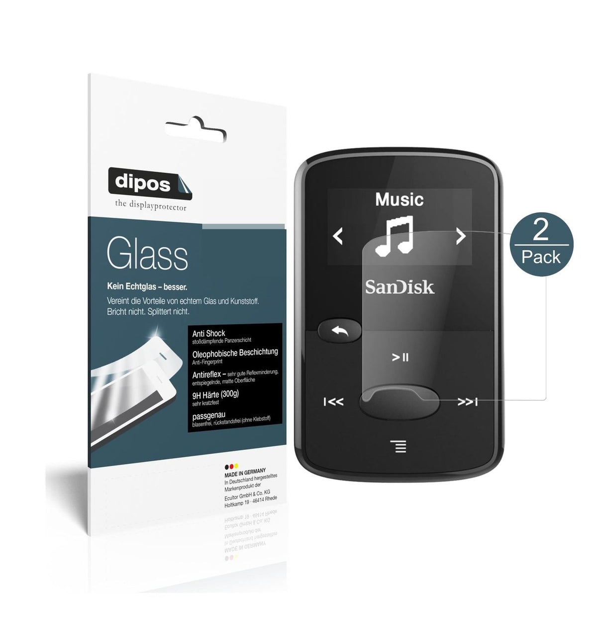 1x 9H Schutzfolie matt für SanDisk Clip Jam Panzerfolie