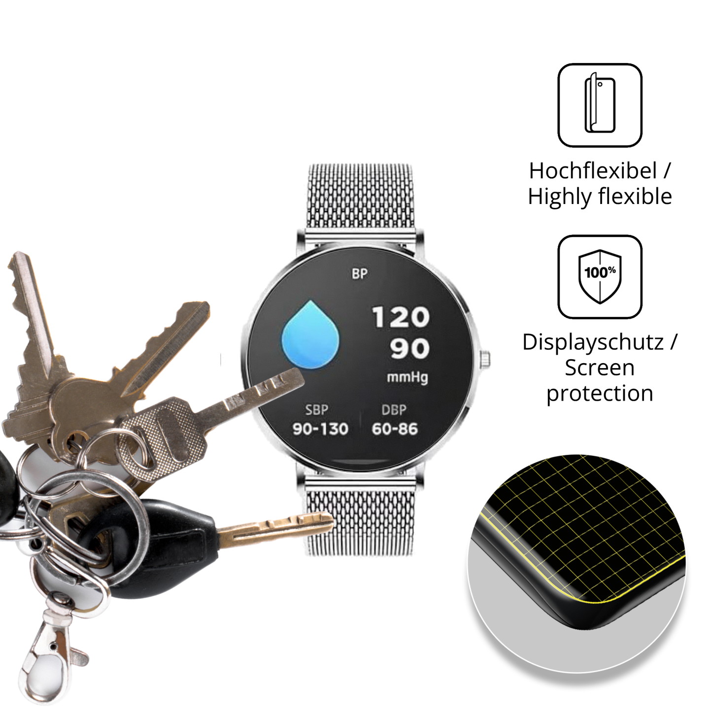 dipos Displayschutz für FOGOIN Mivora Eleganza Pro, transparente Oberfläche, perfekte Passform auch für die Rundungen