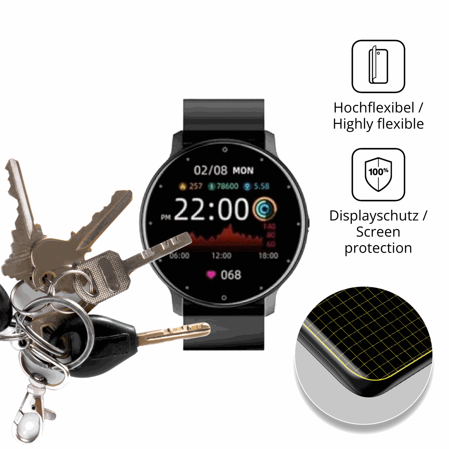 dipos Displayschutz für FOGOIN VitalPulse, transparente Oberfläche, geringe Dicke und perfekte Passform