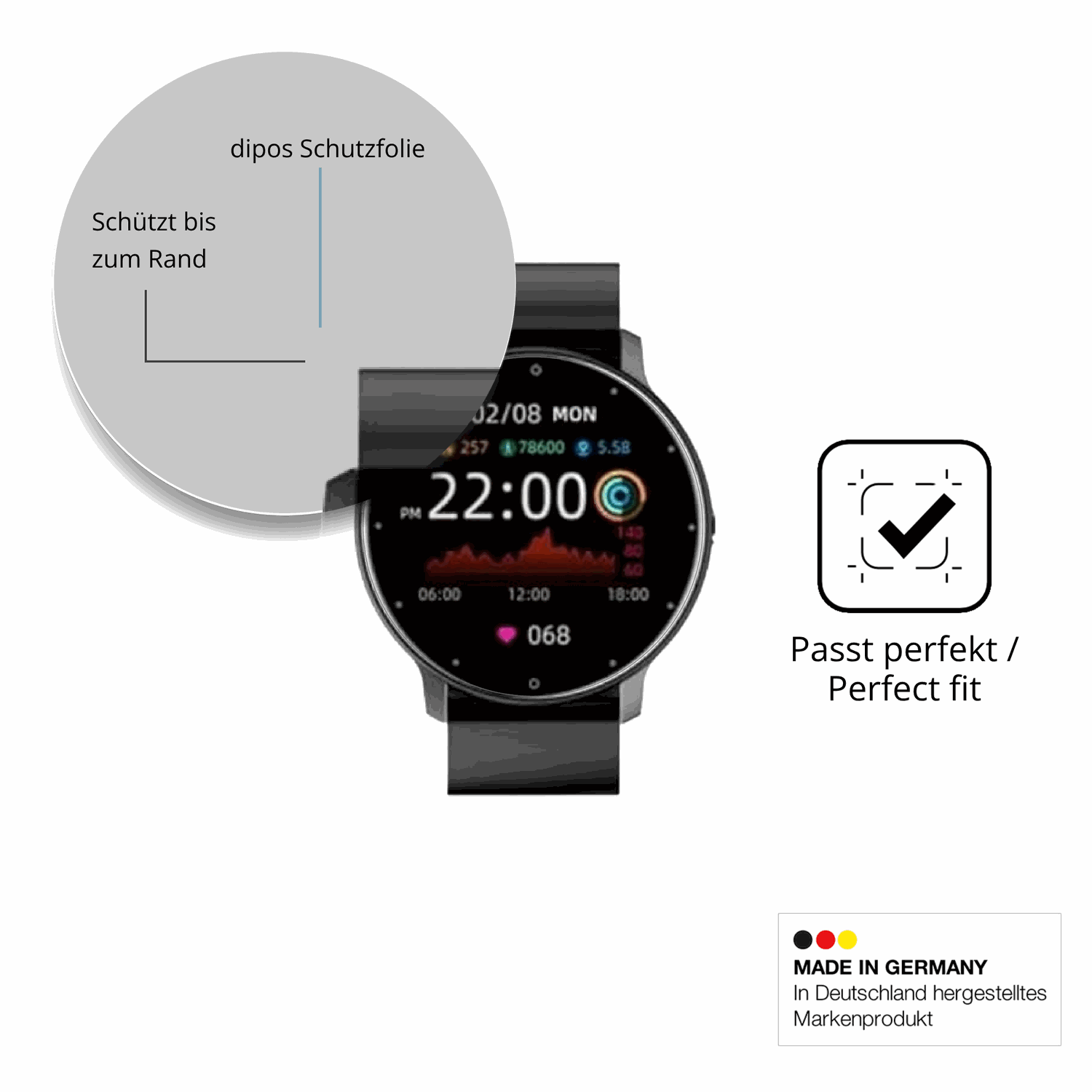 Schutzfolie mit optimaler Passform, zur Verwendung mit Hüllen geeignet