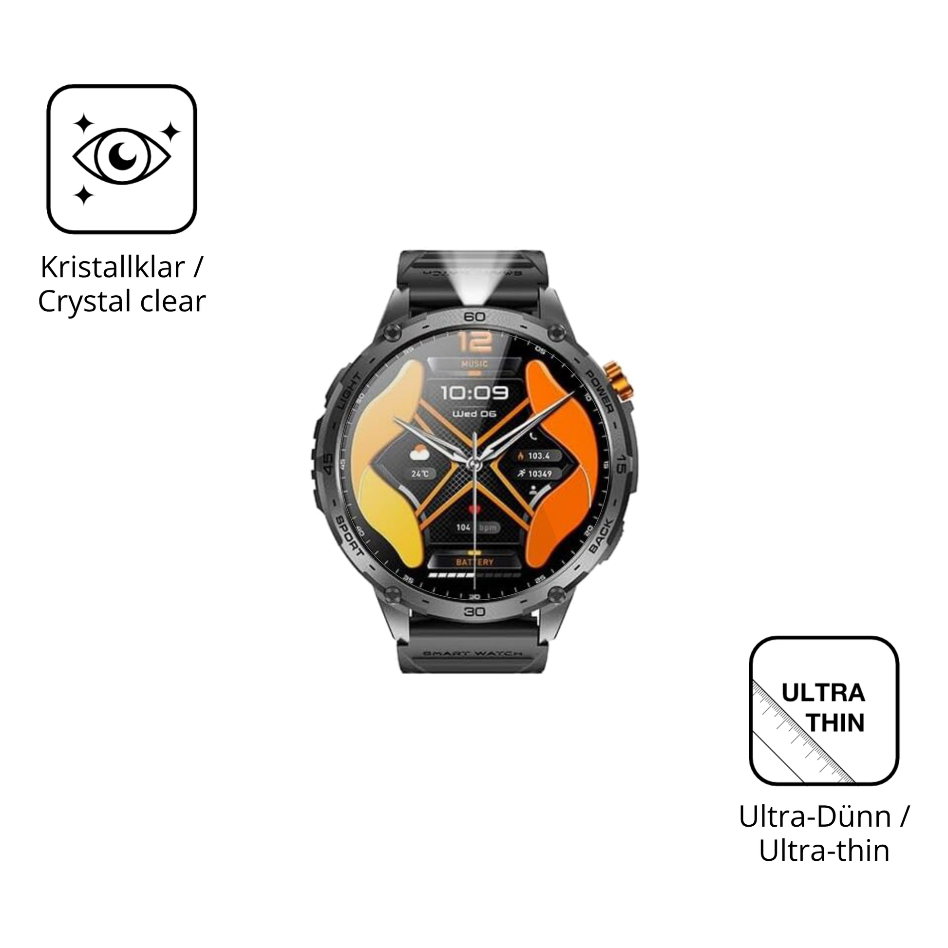 Dünne und klare Folie passend zugeschnitten für fogoinzeus 2.0 1.75 zoll