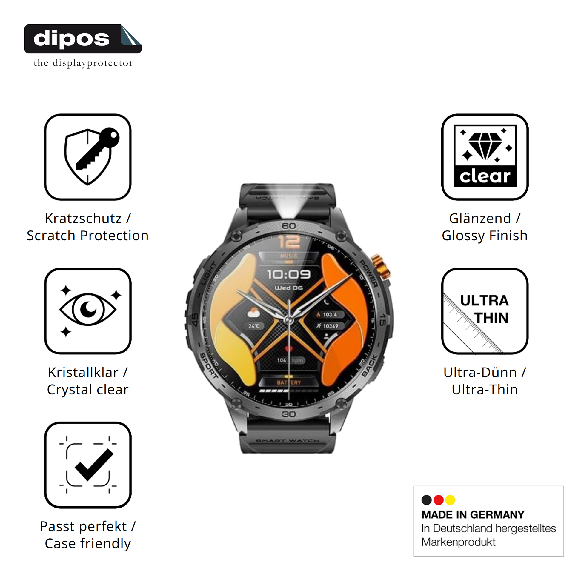 Displayschutz hergestellt in Deutschland, höchste Qualität made in Germany