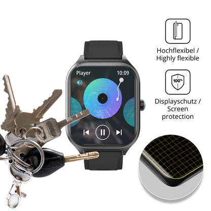 dipos Displayschutz für FORRLITE Smartwatch 2.01 Zoll, transparente Oberfläche, perfekte Passform auch für die Rundungen