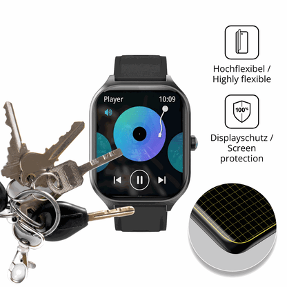 dipos Displayschutz für FORRLITE Smartwatch 2.01 Zoll, transparente Oberfläche, geringe Dicke und perfekte Passform