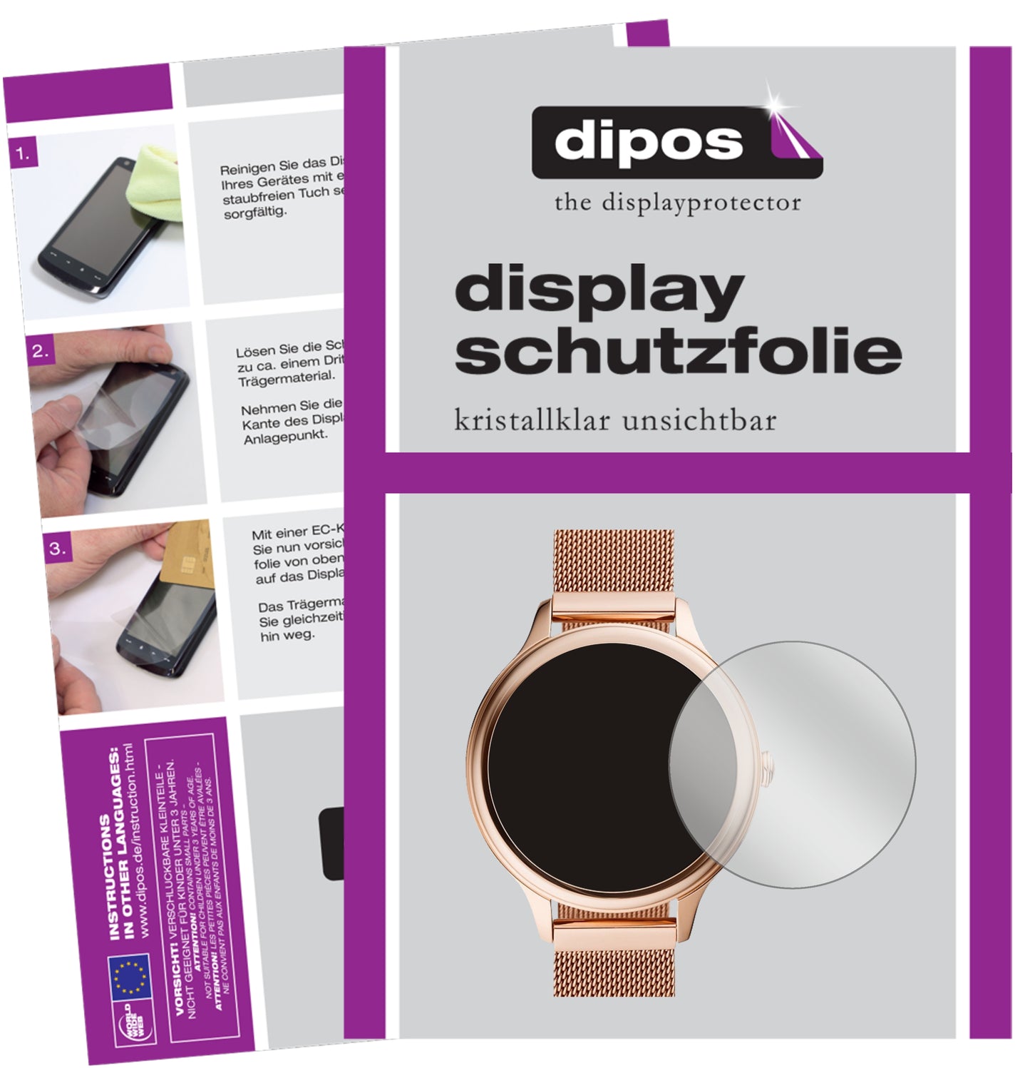 5x Schutzfolie klar für Fossil Gen 5E (44mm) Display-Schutzfolie