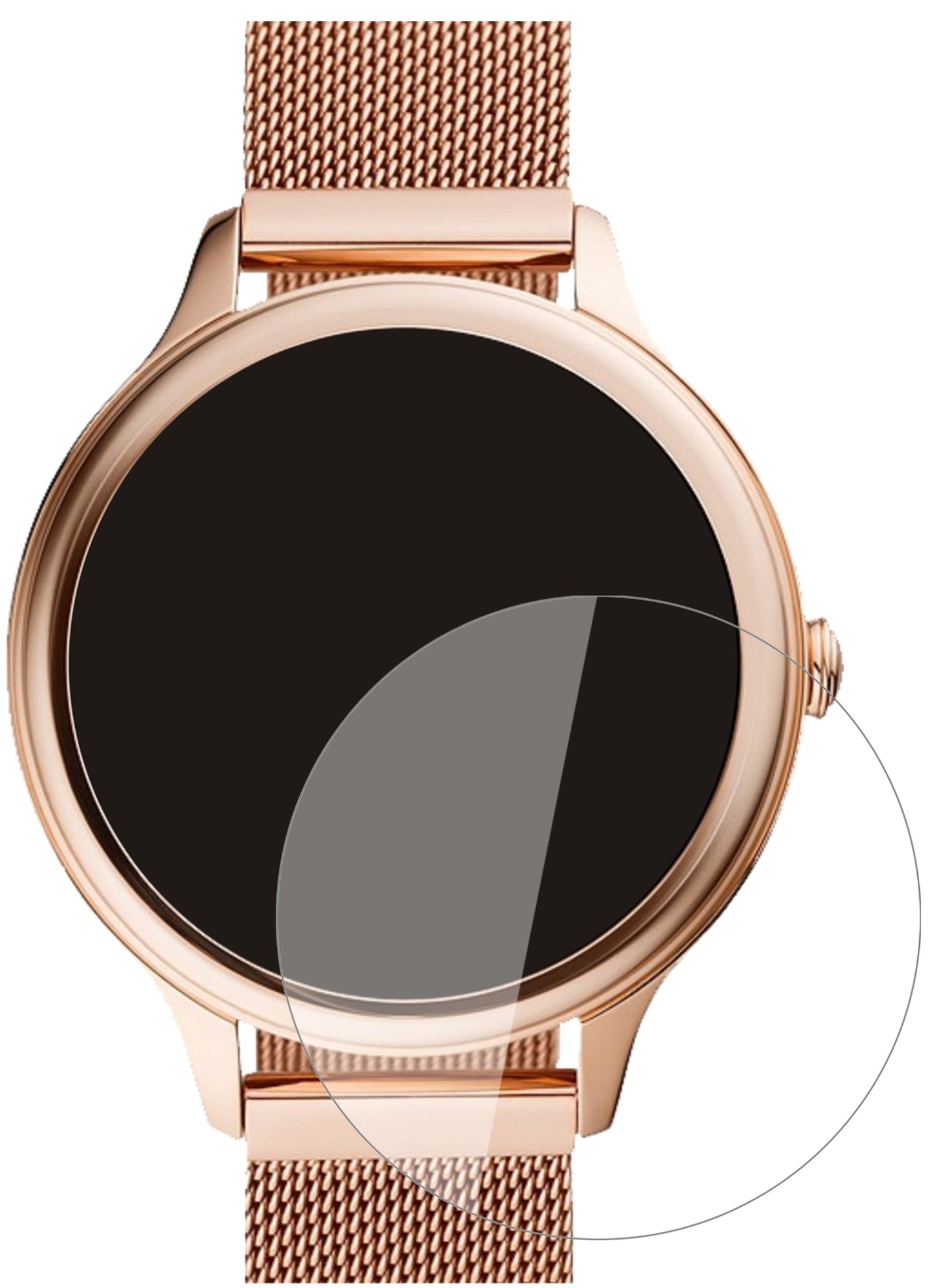 FossilGen 5E (42mm) mit aufgebrachter dipos Flex Schutzfolie, glasklare Darstellung ohne Einschränkungen