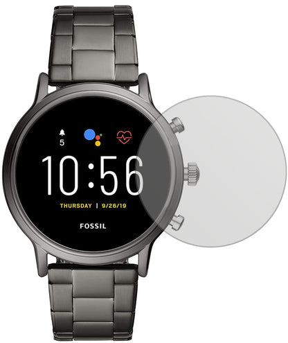 FossilGen 5 Smartwatch mit aufgebrachter dipos Displayschutzfolie, die lästige Fingerabdrücke minimiert