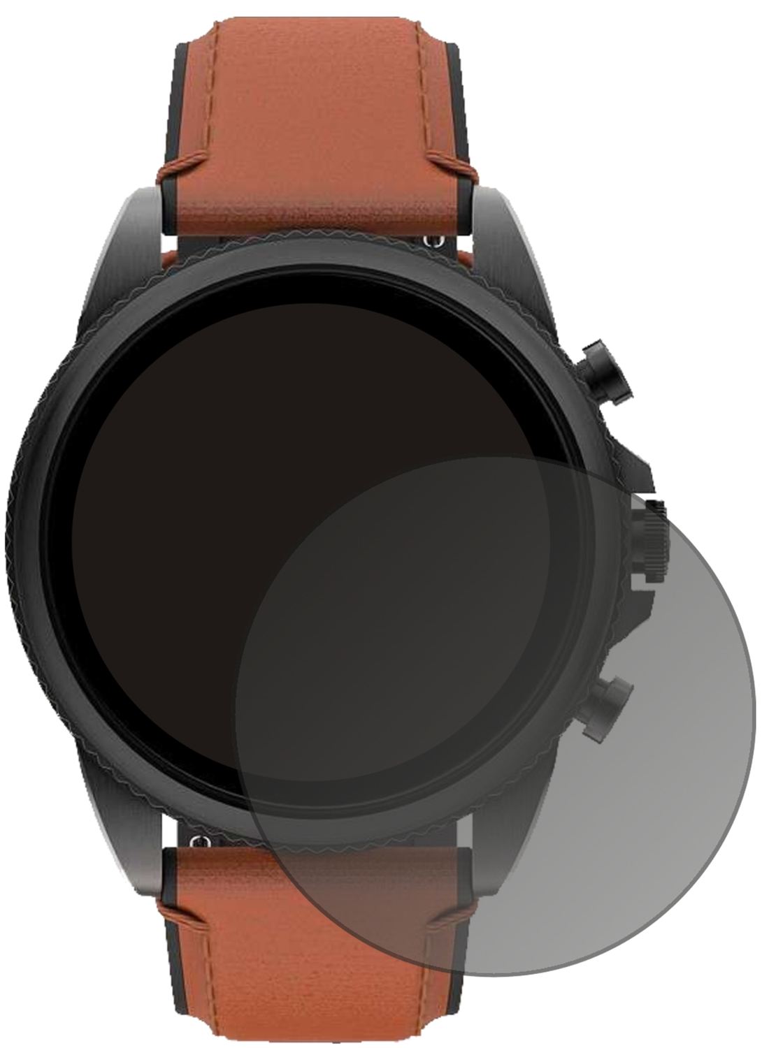 FossilGen 6 (44 mm) Smartwatch mit aufgebrachtem dipos Displayschutz, der seitliche Einblicke blockiert