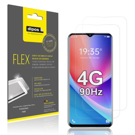 Klare Displayschutzfolie von dipos passend für FOXIONO H88, 100% Displayabdeckung und blasenfreie Montage