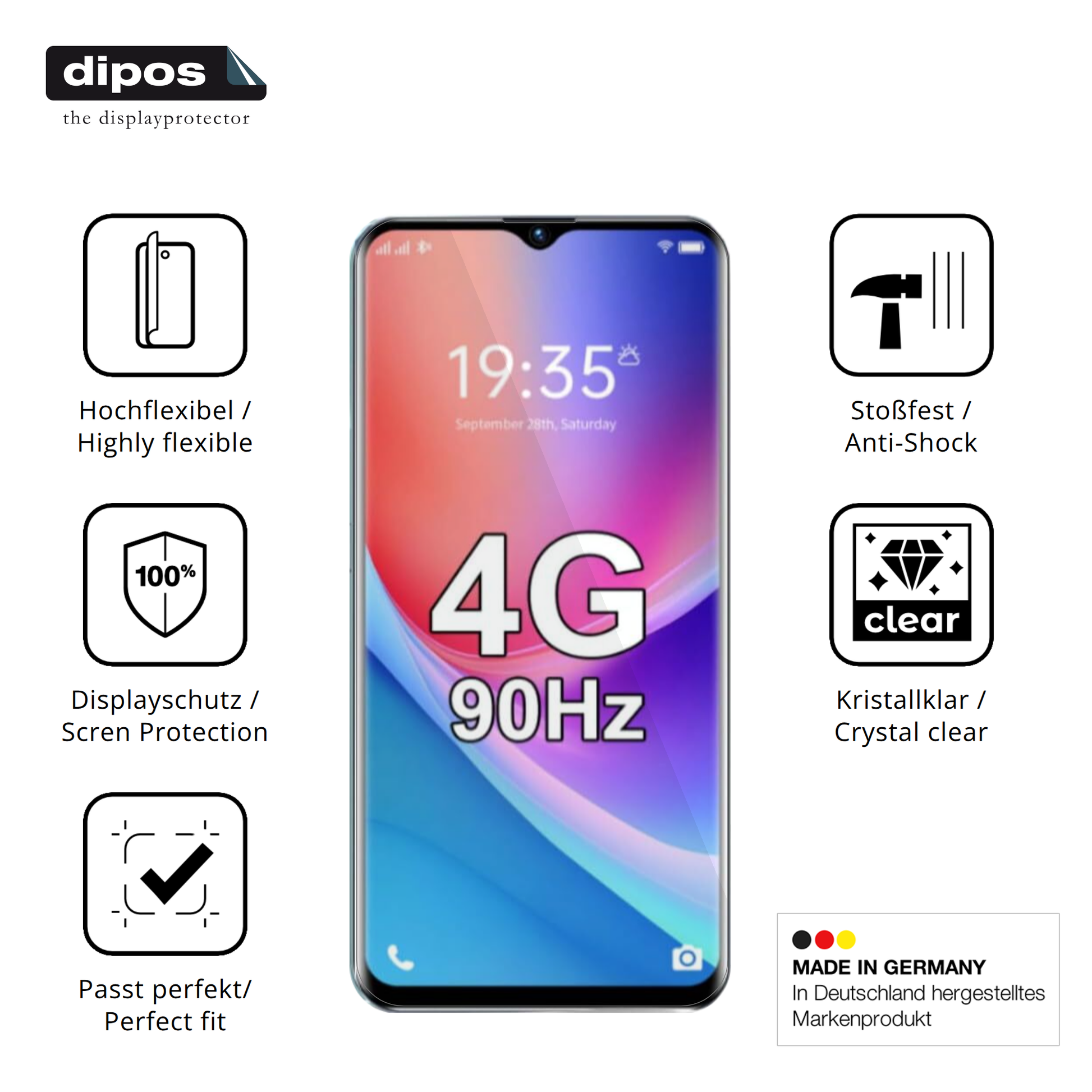 Displayschutz hergestellt in Deutschland, höchste Qualität made in Germany