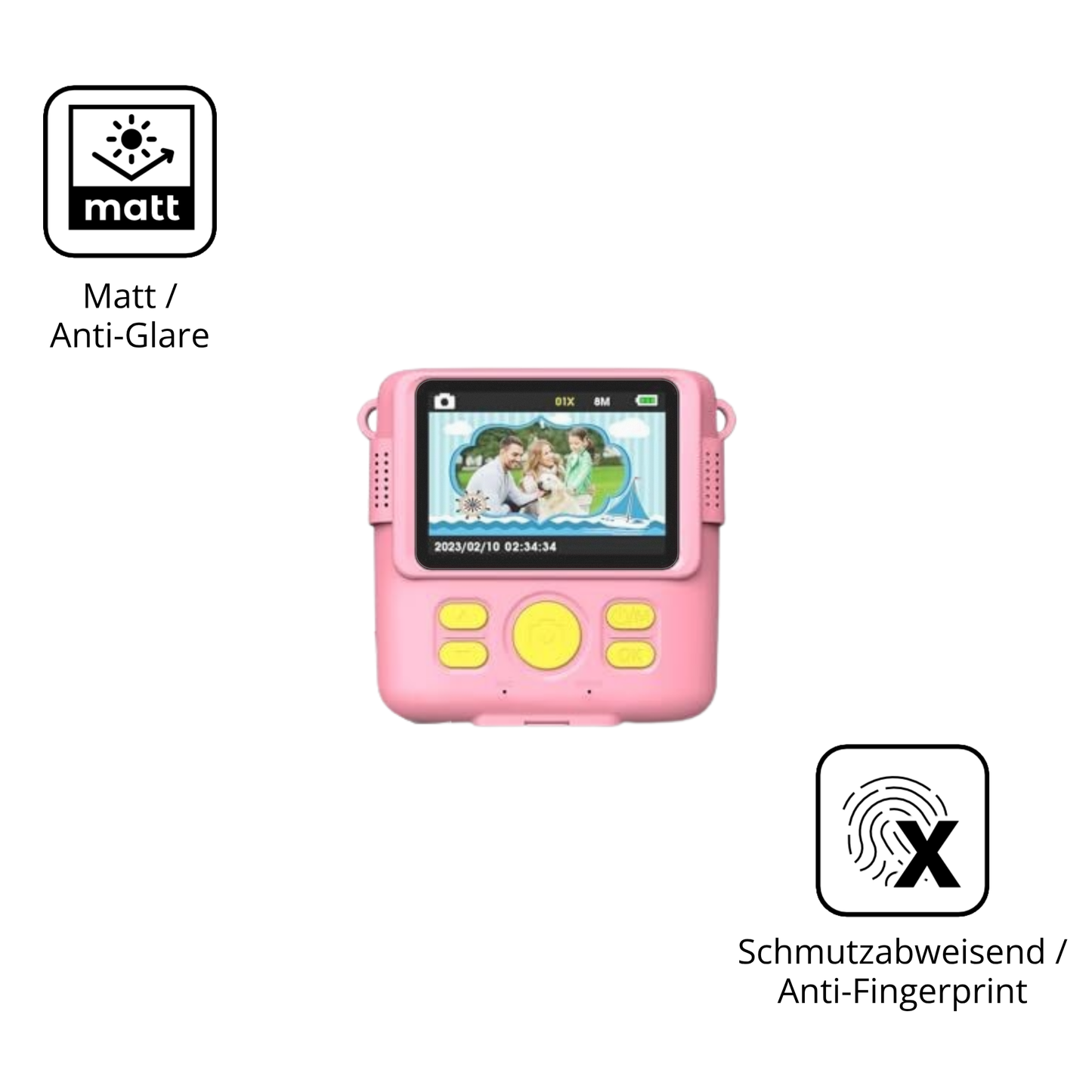 Dünne und entspiegelnde Folie passend zugeschnitten für Frelisty Kinder Digitalkamera 1080P