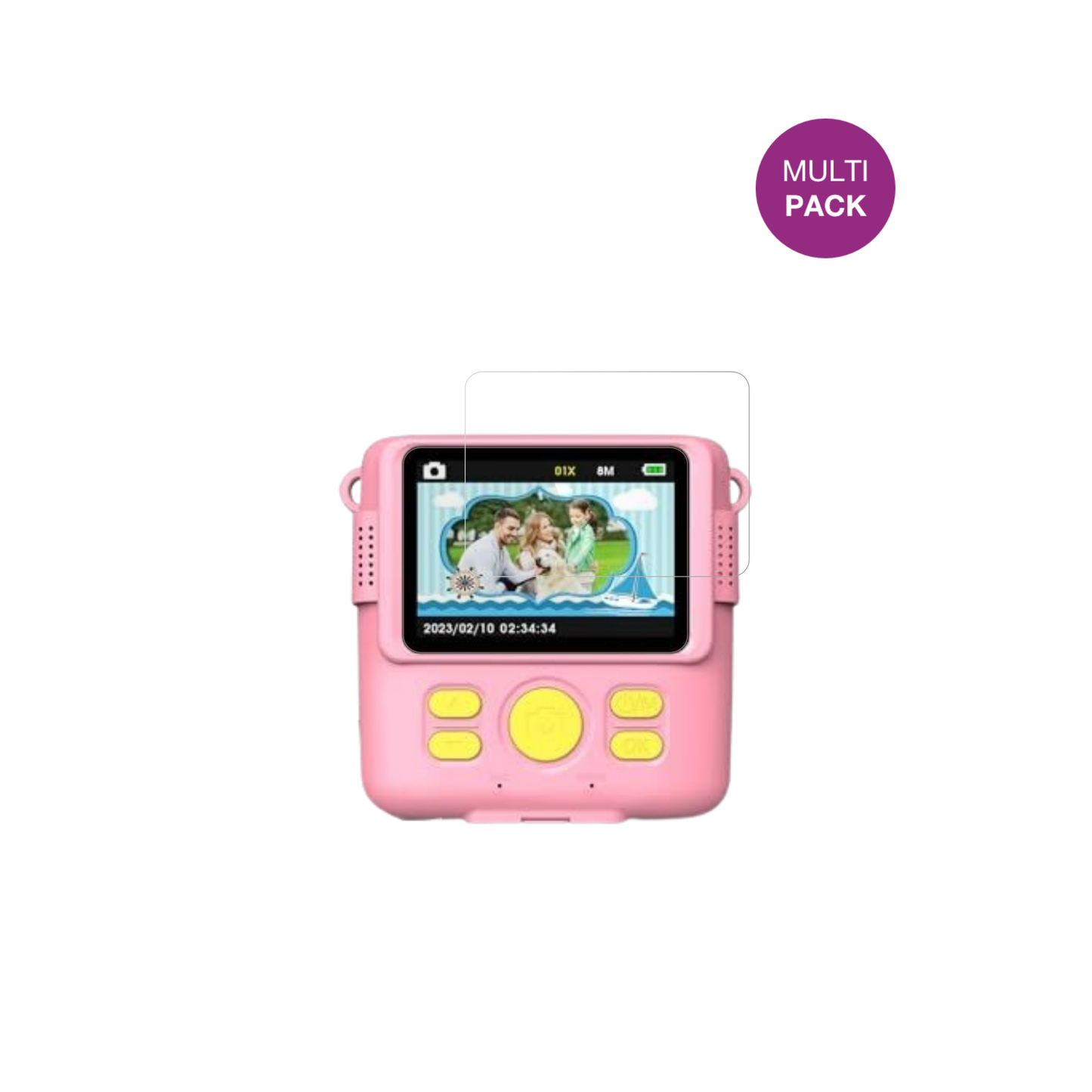 FrelistyKinder Digitalkamera 1080P mit aufgebrachter dipos Displayschutzfolie, glasklare Darstellung ohne Einschränkungen