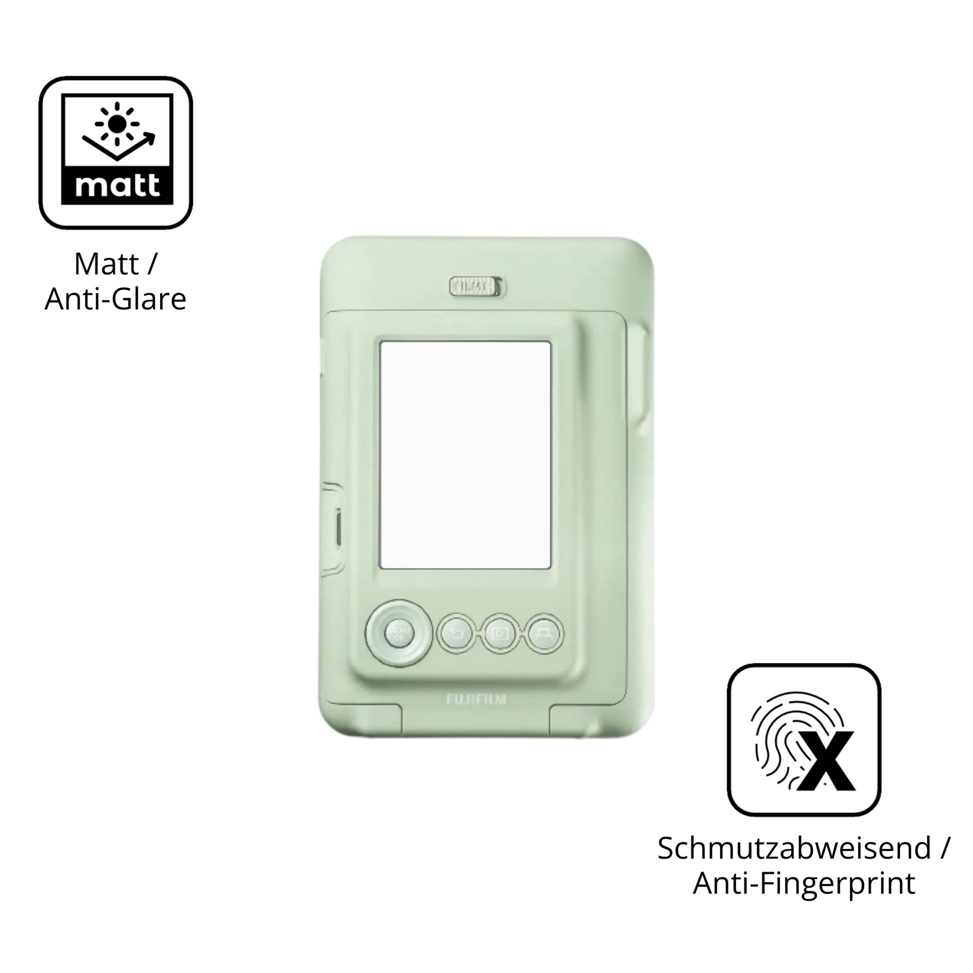 Dünne und entspiegelnde Folie passend zugeschnitten für fujifilminstax mini liplay plus