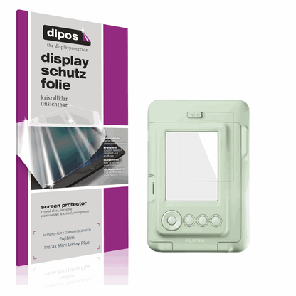 Klare Displayschutzfolie von dipos passend für fujifilminstax mini liplay plus, präziser Zuschnitt und blasenfrei montiert