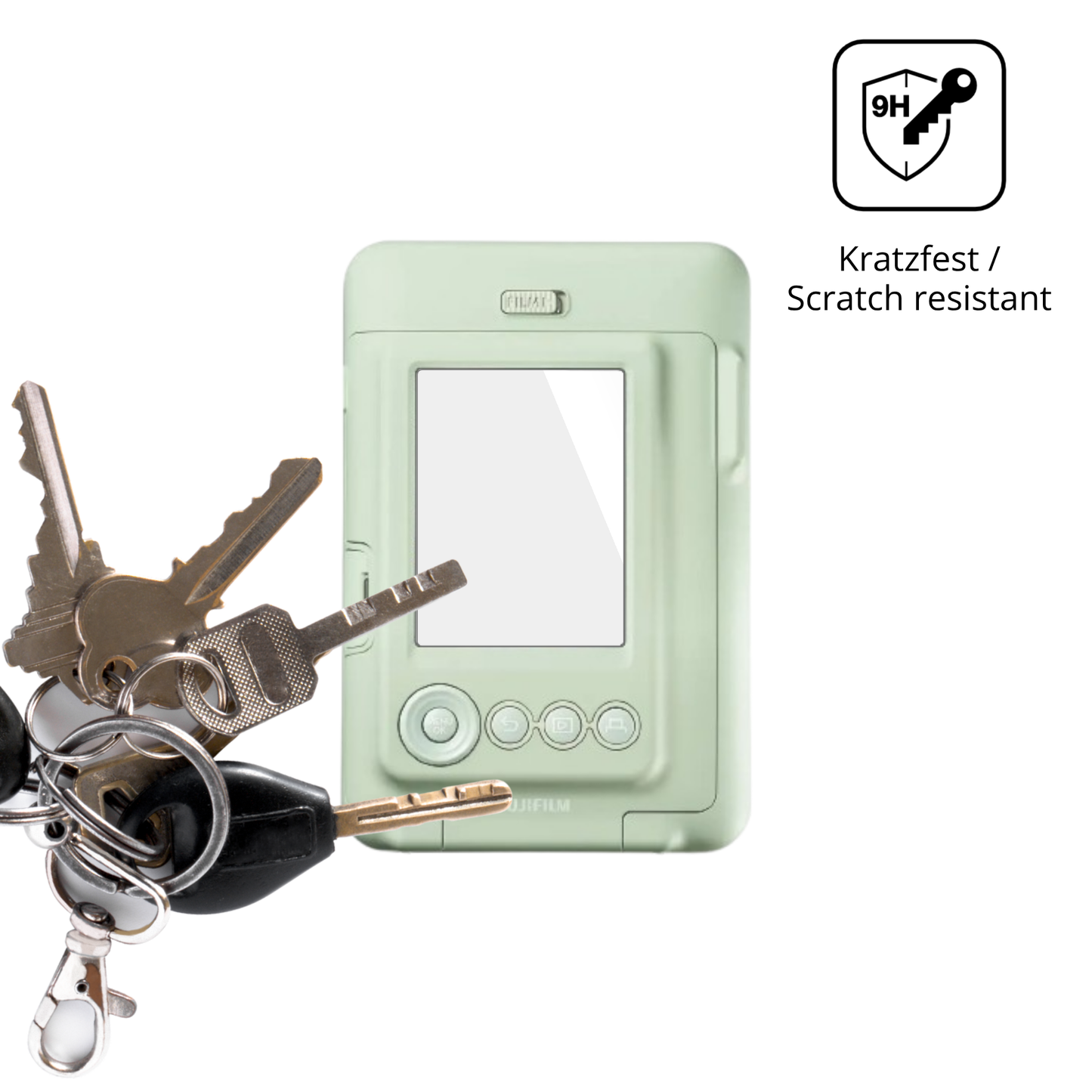 dipos Displayschutz für fujifilminstax mini liplay plus, transparente Oberfläche, perfekte Passform auch für die Rundungen