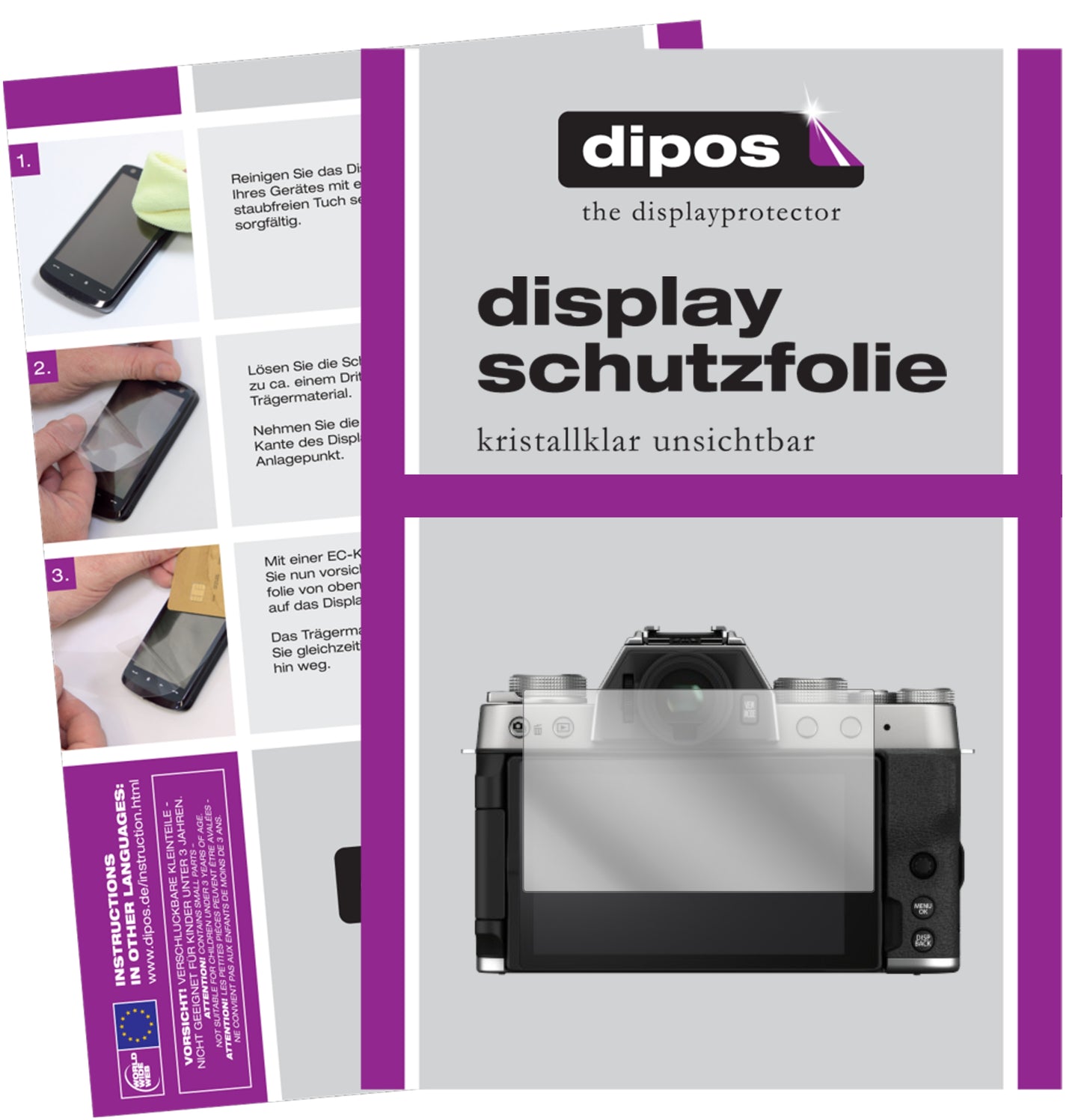 1x Schutzfolie klar für Fujifilm X-T200 Display-Schutzfolie