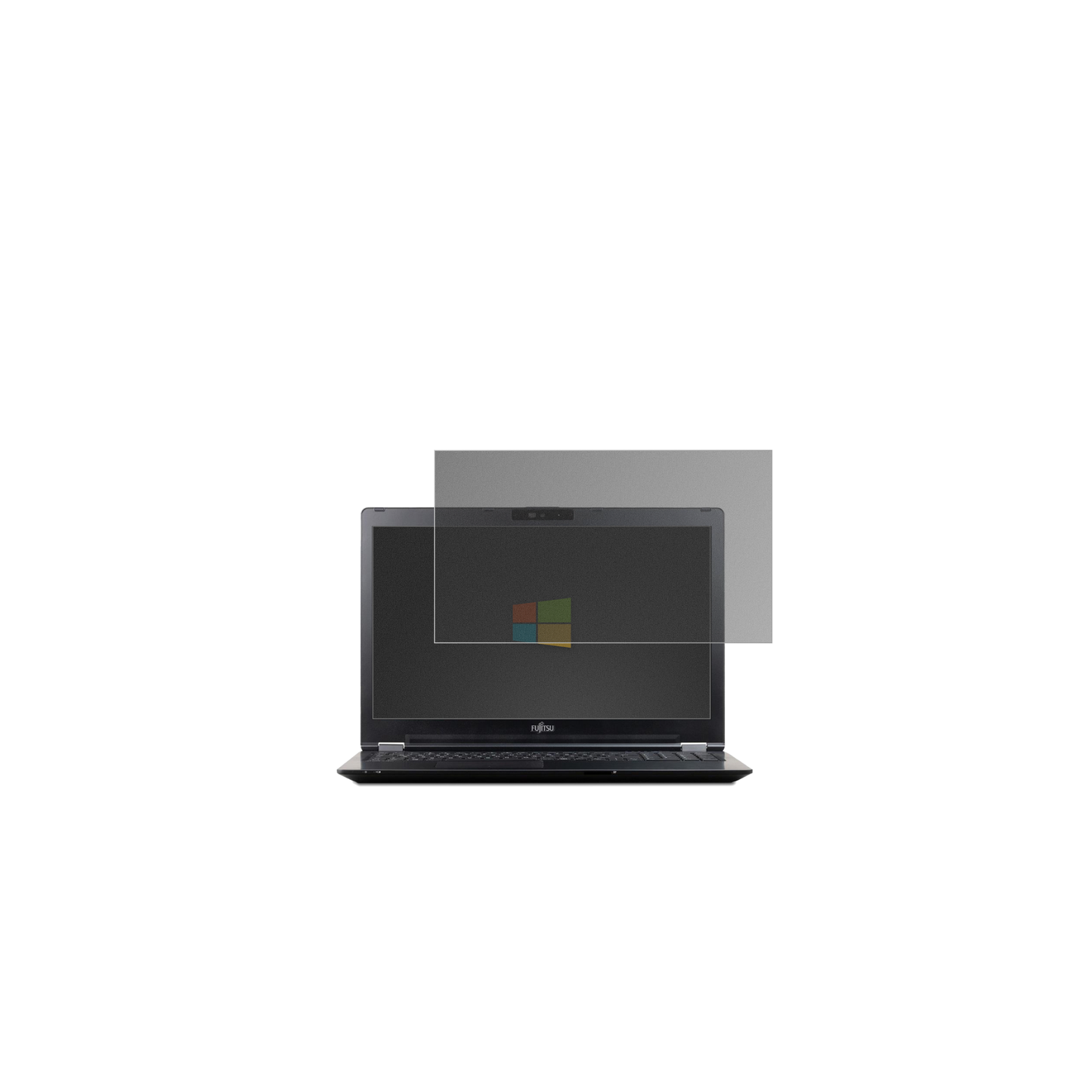 FujitsuLifeBook U7510 mit aufgebrachtem dipos Displayschutz, der seitliche Einblicke blockiert