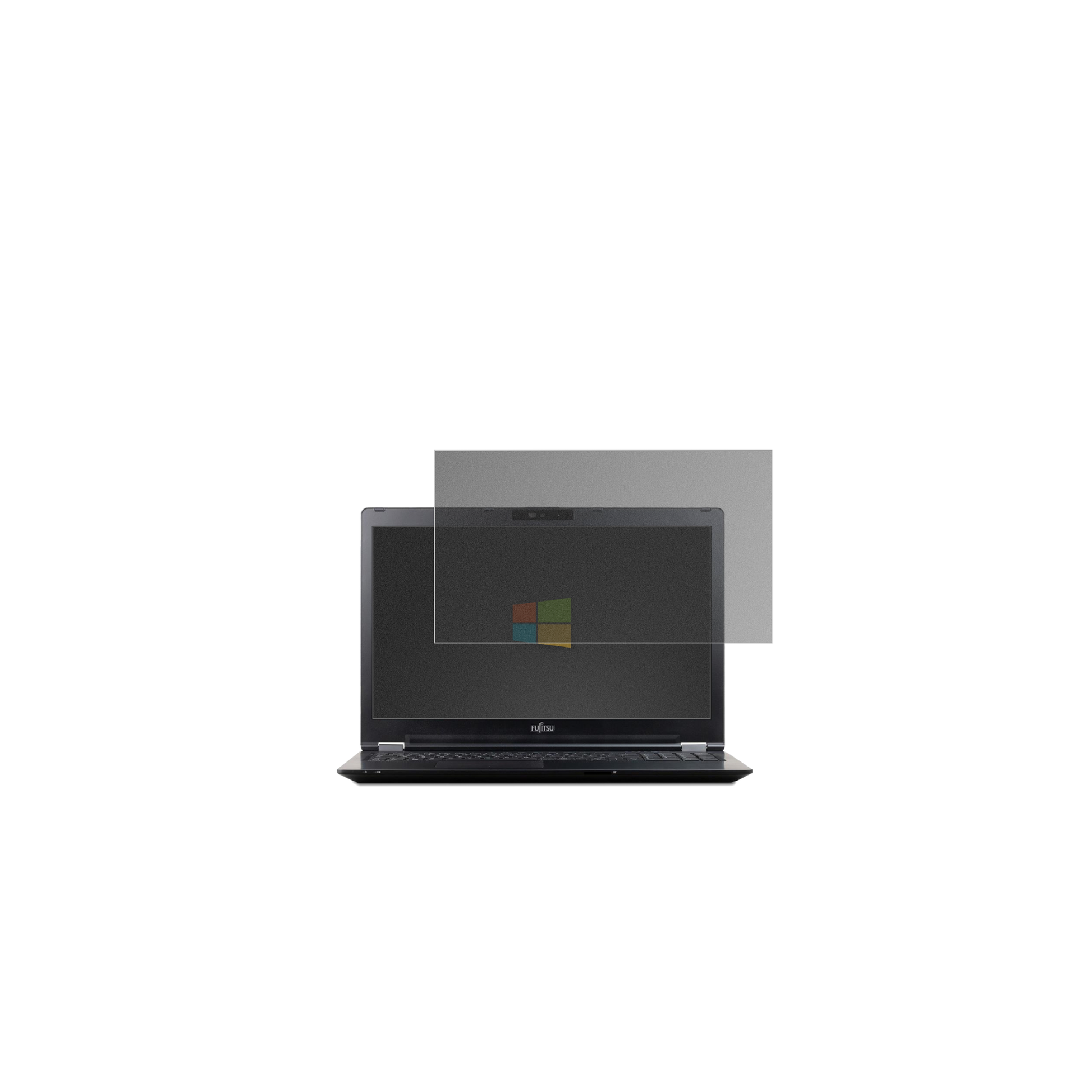 FujitsuLifeBook U7510 mit aufgebrachtem dipos Displayschutz, der seitliche Einblicke blockiert