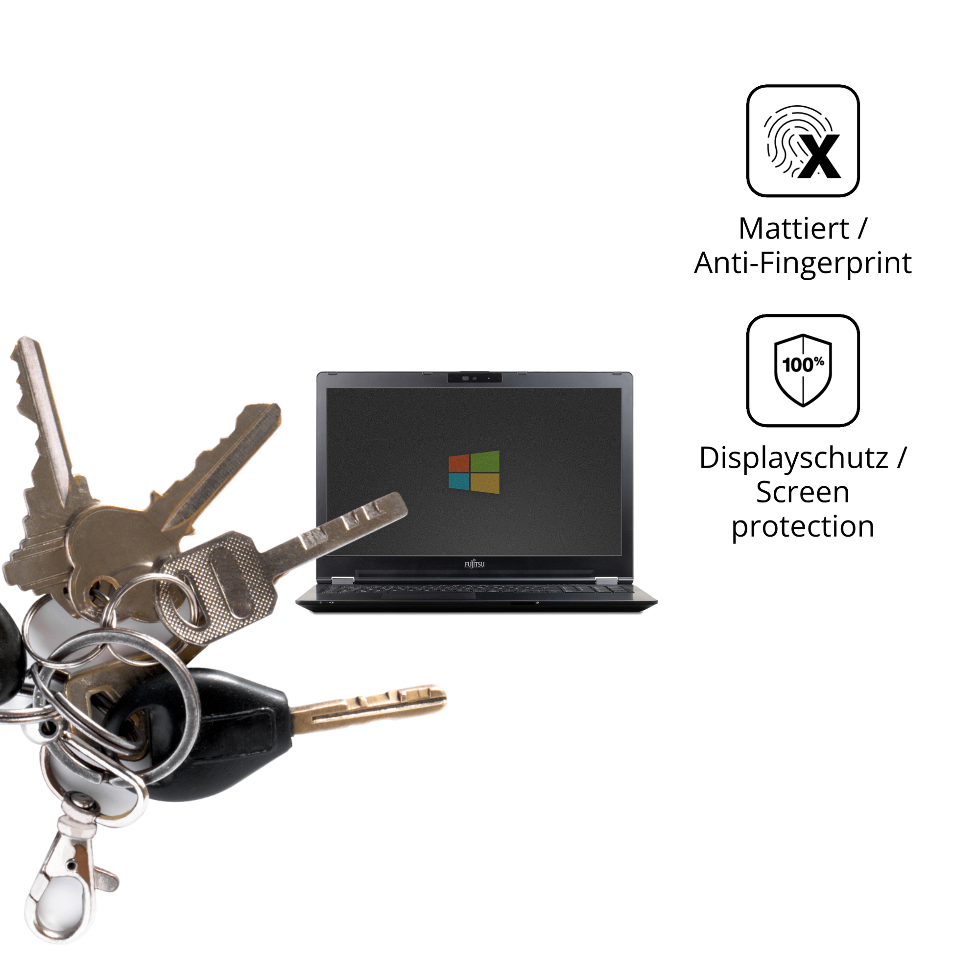 dipos Displayschutz für Fujitsu LifeBook U7510, mattierte Oberfläche, Blickschutzfilter und perfekter Passform