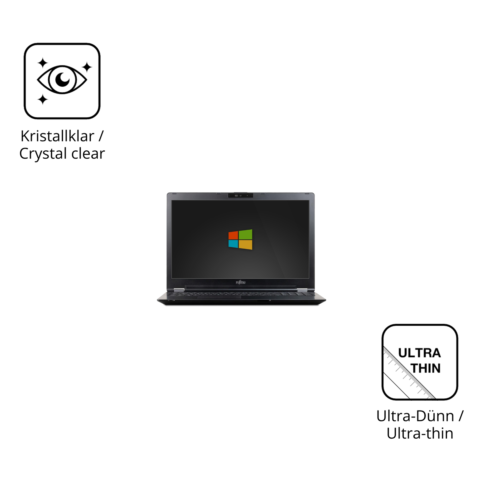 Dünne und klare Folie passend zugeschnitten für Fujitsu LifeBook U7510