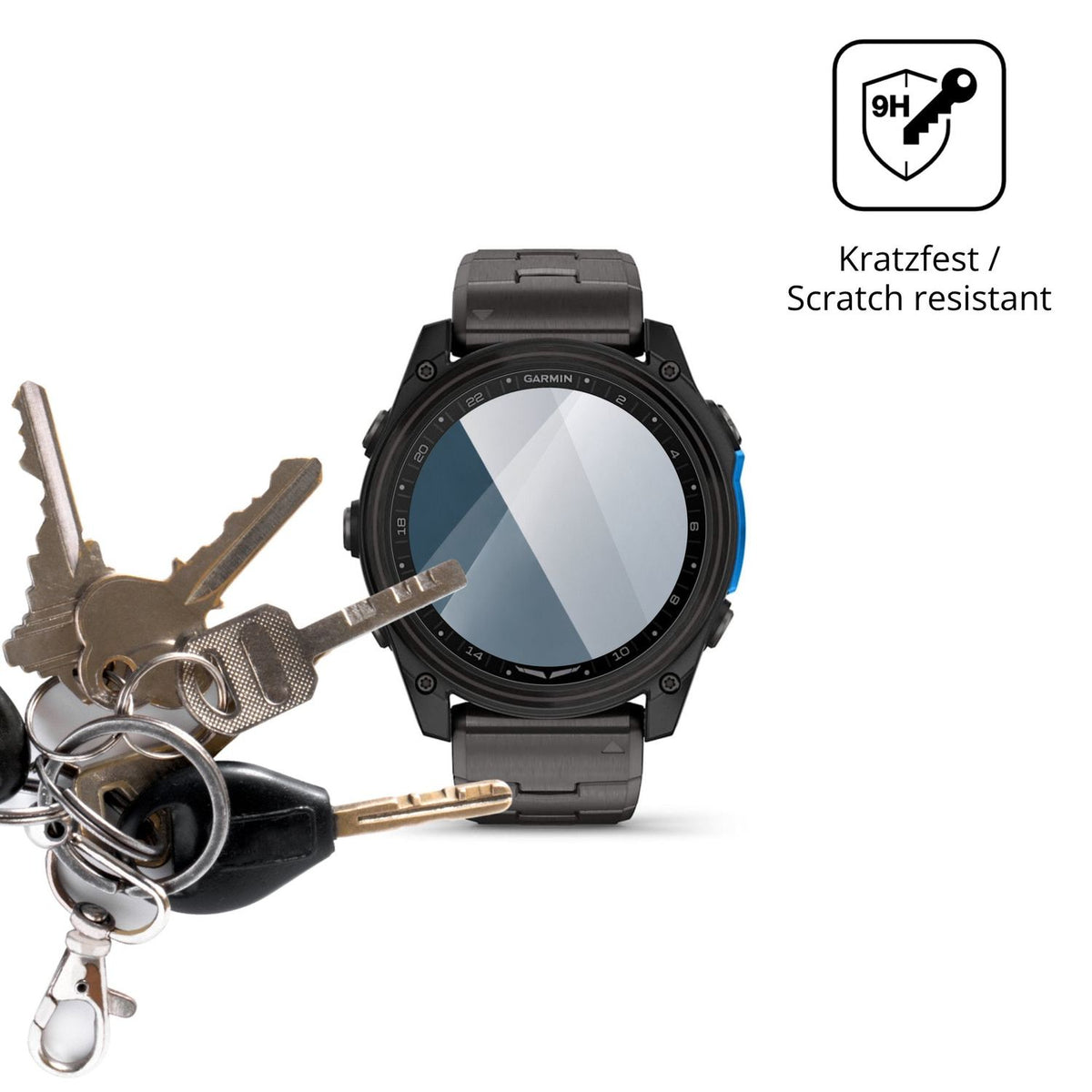 dipos Displayschutz für Garmin D2 Mach 2 51mm, transparente Oberfläche, perfekte Passform auch für die Rundungen