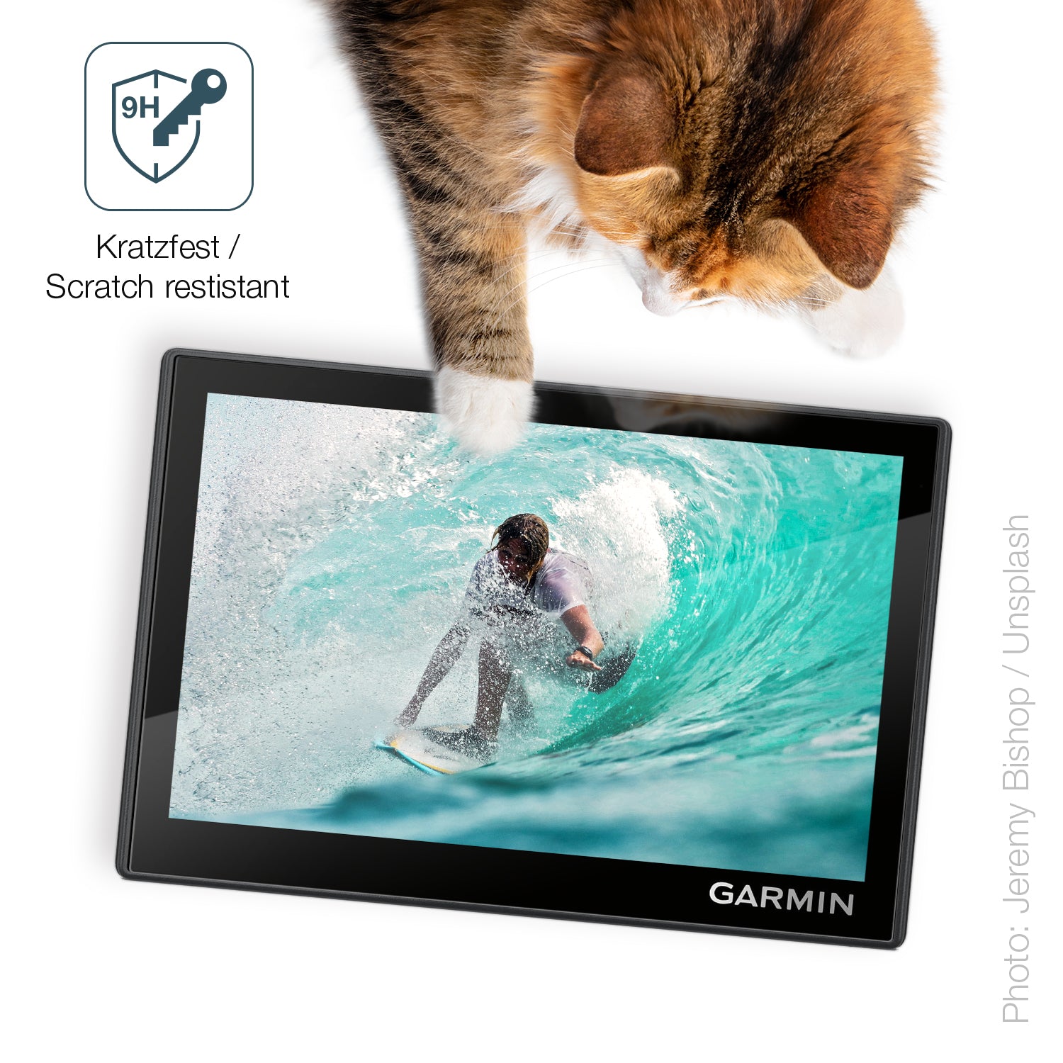 dipos Displayschutz für Garmin Drive 53, transparente Oberfläche, perfekte Passform auch für die Rundungen