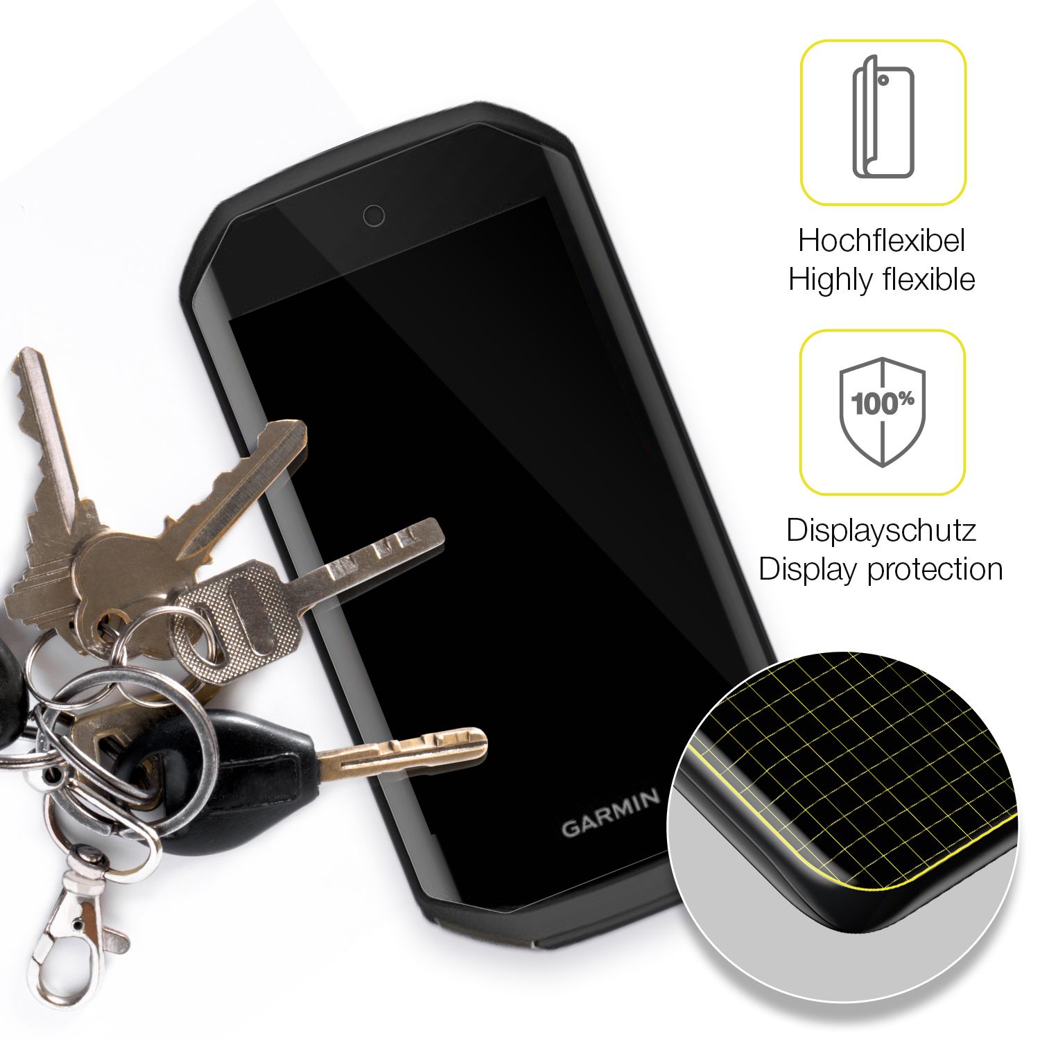 dipos Displayschutz für Garmin Edge 1050, transparente Oberfläche, geringe Dicke und perfekte Passform