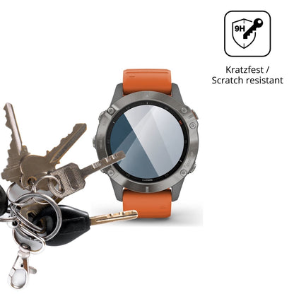 dipos Displayschutz für Garmin Fenix 6, transparente Oberfläche, perfekte Passform auch für die Rundungen