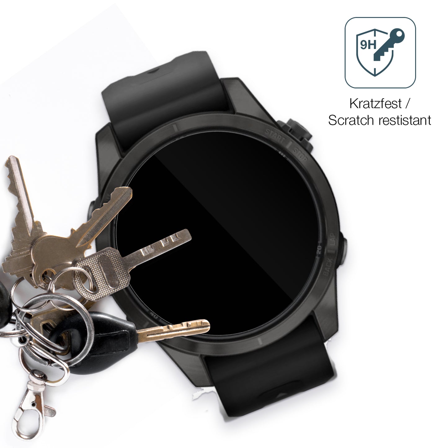 dipos Displayschutz für Garmin Fenix 7s Pro 51mm, transparente Oberfläche, perfekte Passform auch für die Rundungen