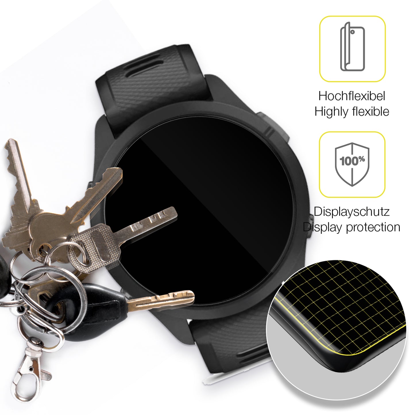 dipos Displayschutz für Garmin Forerunner 265 46mm, transparente Oberfläche, geringe Dicke und perfekte Passform