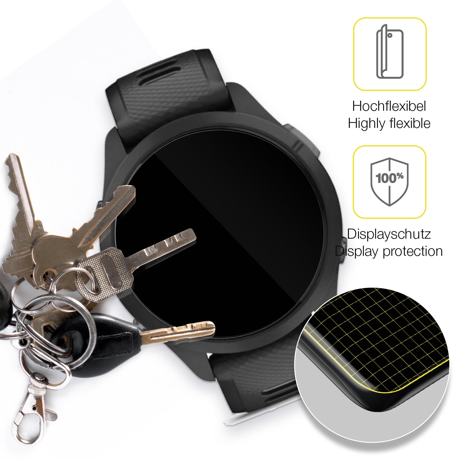 dipos Displayschutz für Garmin Forerunner 265s 42mm, transparente Oberfläche, geringe Dicke und perfekte Passform