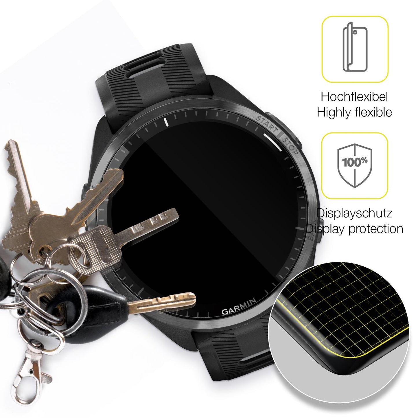 dipos Displayschutz für Garmin Forerunner 965, transparente Oberfläche, geringe Dicke und perfekte Passform