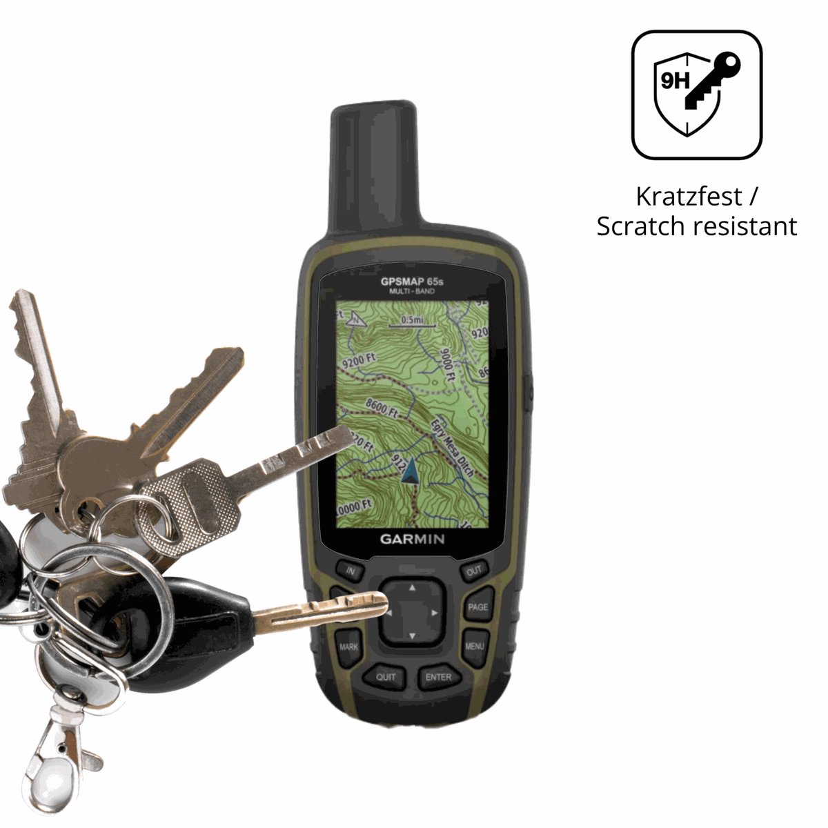 dipos Displayschutz für Garmin GPSMAP 65s, transparente Oberfläche, perfekte Passform auch für die Rundungen