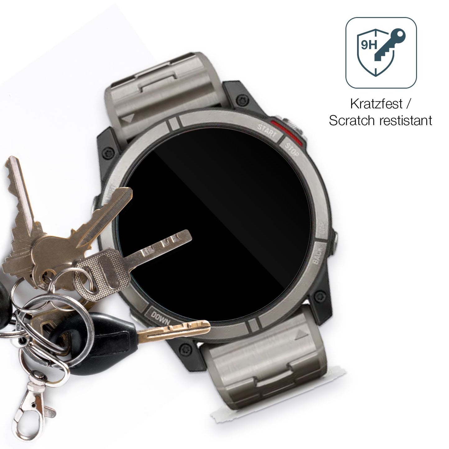 dipos Displayschutz für Garmin quatix 7X, transparente Oberfläche, perfekte Passform auch für die Rundungen