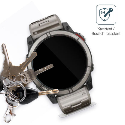 dipos Displayschutz für Garmin quatix 7X, transparente Oberfläche, perfekte Passform auch für die Rundungen