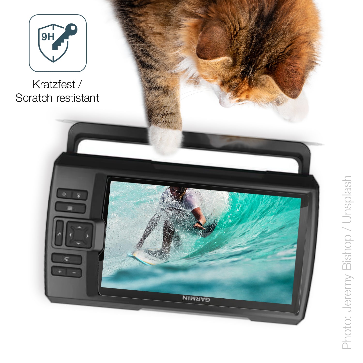 dipos Displayschutz für Garmin Striker Vivid 9SV, transparente Oberfläche, perfekte Passform auch für die Rundungen