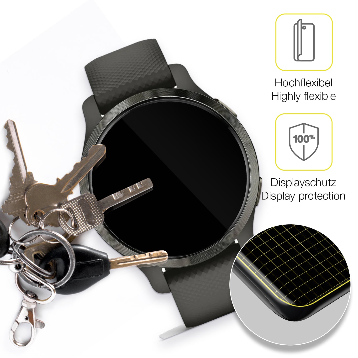 dipos Displayschutz für Garmin Venu 2s, transparente Oberfläche, geringe Dicke und perfekte Passform