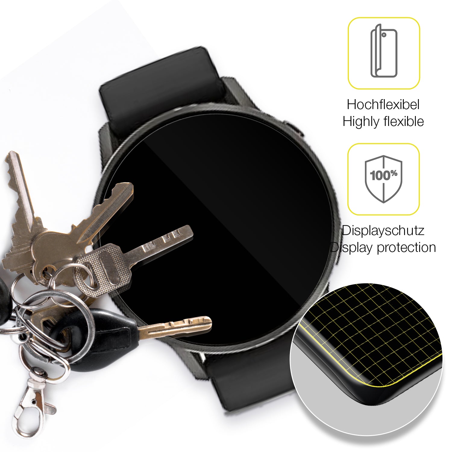 dipos Displayschutz für Garmin Venu 4 45mm, transparente Oberfläche, geringe Dicke und perfekte Passform