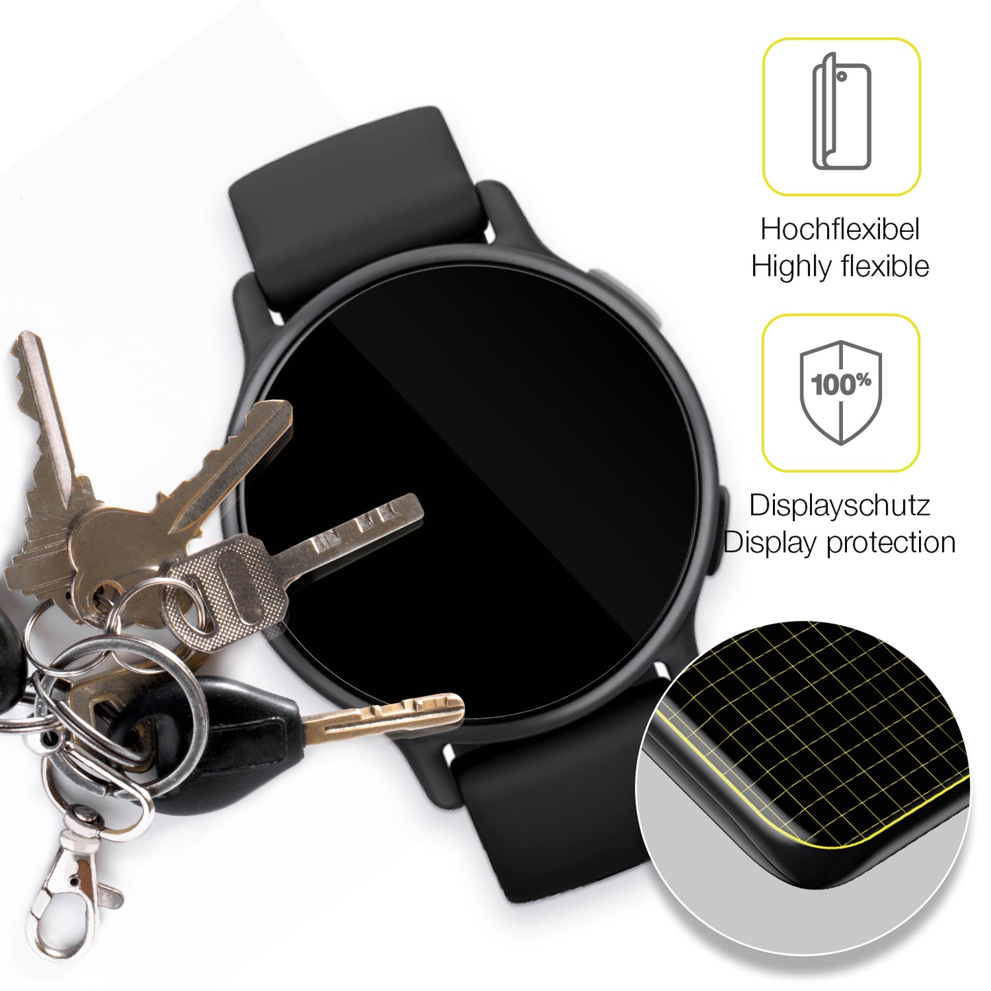 dipos Displayschutz für Garmin Vivoactive 5, transparente Oberfläche, geringe Dicke und perfekte Passform