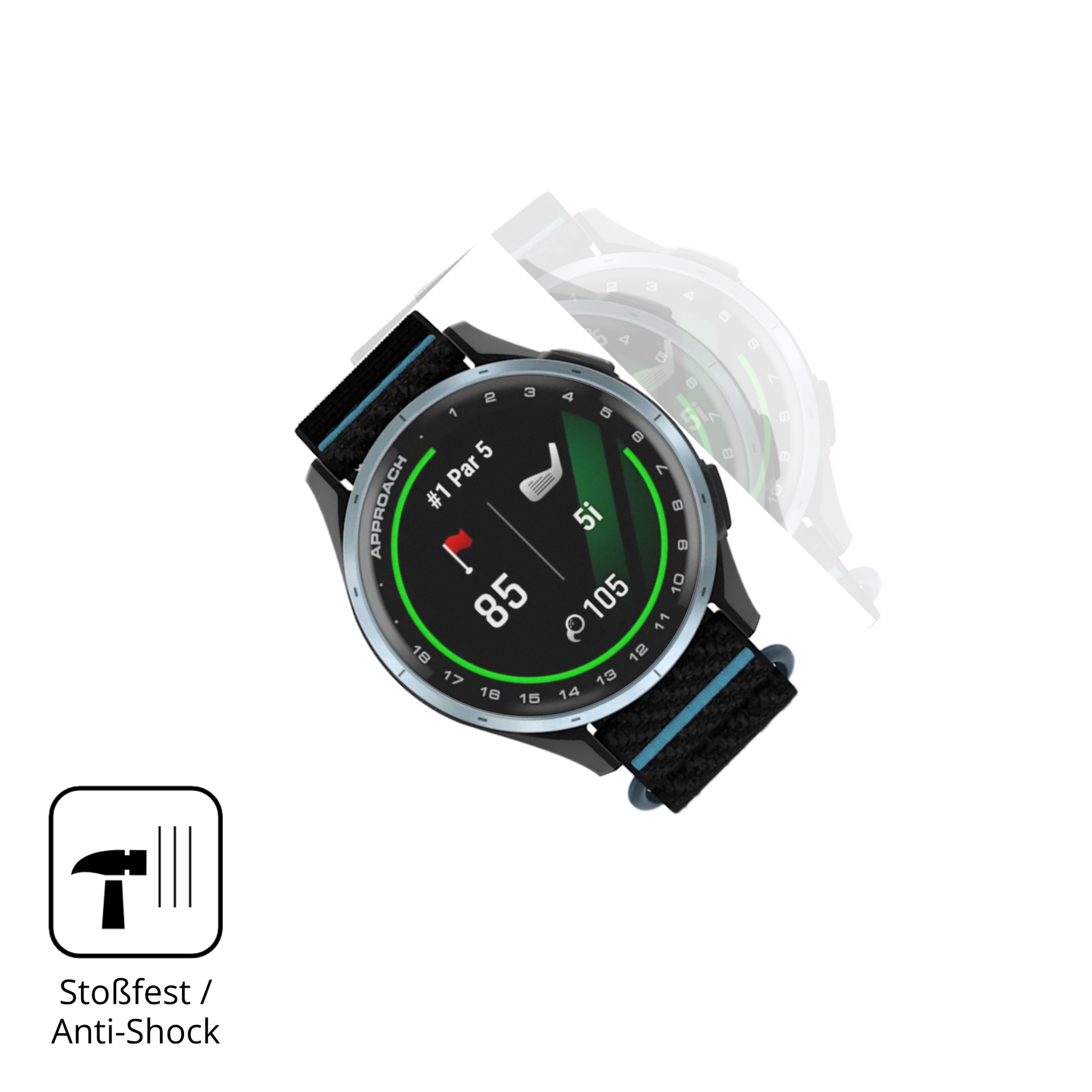 Schutz gegen Kratzer auf dem Garmin Approach J1 Glas durch Schlüssel, Stöße gegen die Tischkante oder Stürze