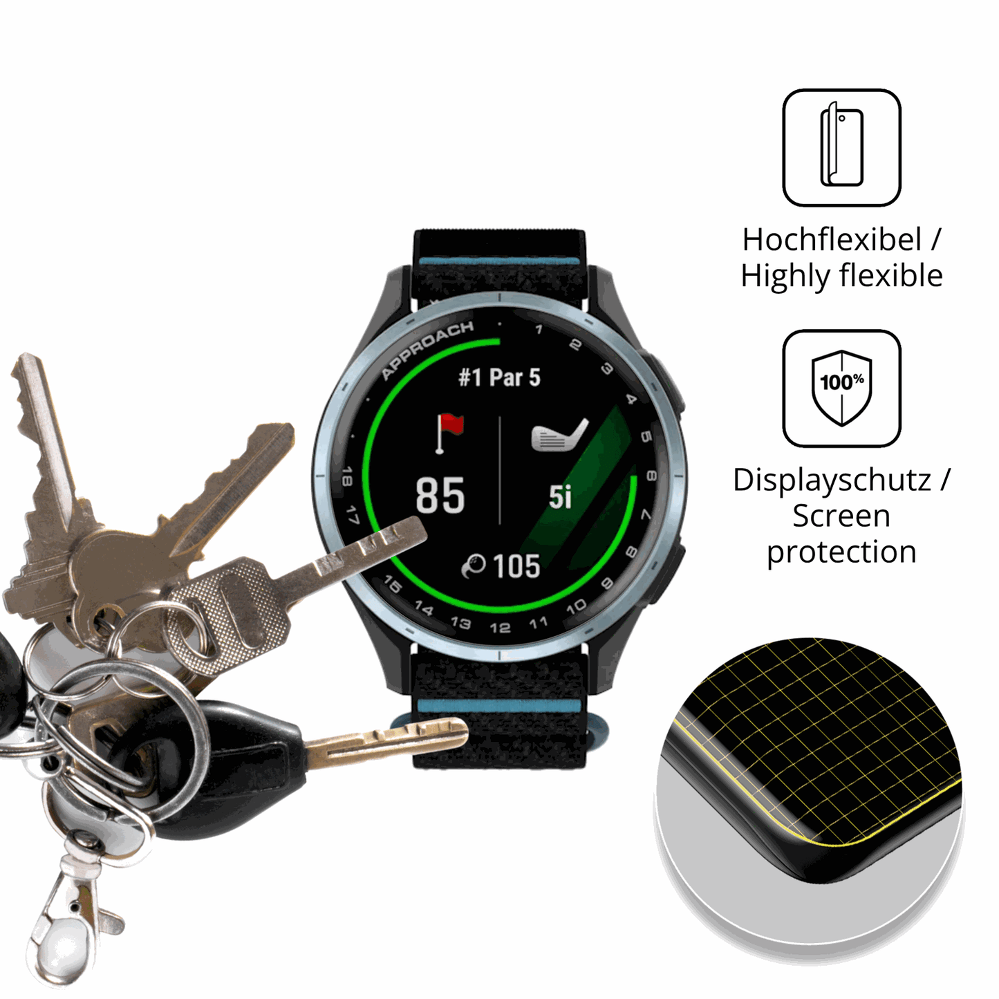 dipos Displayschutz für Garmin Approach J1, transparente Oberfläche, geringe Dicke und perfekte Passform