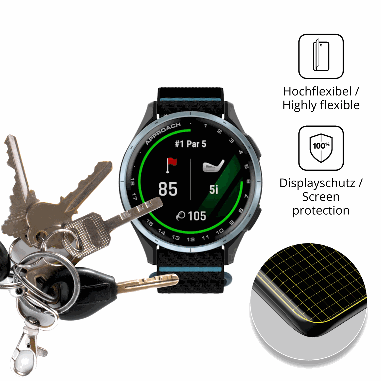 dipos Displayschutz für Garmin Approach J1, transparente Oberfläche, geringe Dicke und perfekte Passform