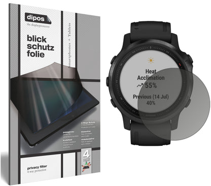 Blickschutzfolie von dipos passend für Garmin fenix 6S Pro, präziser Zuschnitt und blasenfrei montiert
