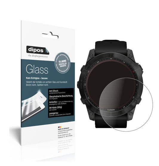 Matte Displayschutzfolie von dipos passend für Garmin Fenix 7 (47 mm), 9H kratzfest und blasenfrei montiert