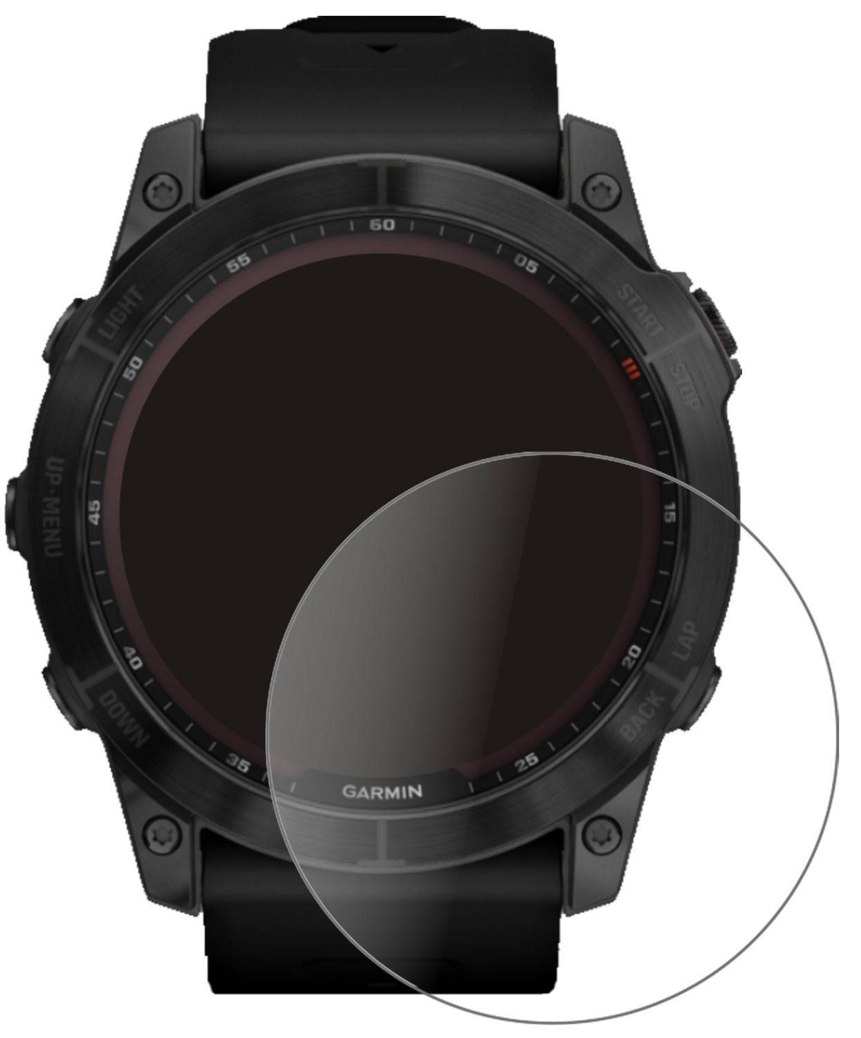 GarminFenix 7 (47 mm) mit aufgebrachter dipos Panzerfolie, die lästige Fingerabdrücke minimiert
