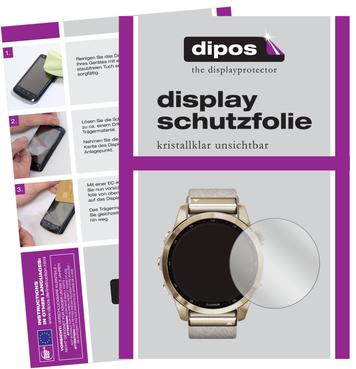 6x Schutzfolie klar für Garmin Fenix 7S (42 mm) Display-Schutzfolie