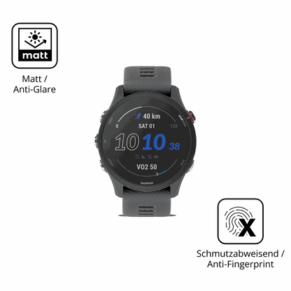 Dünne und entspiegelnde Folie passend zugeschnitten für Garmin Forerunner 255