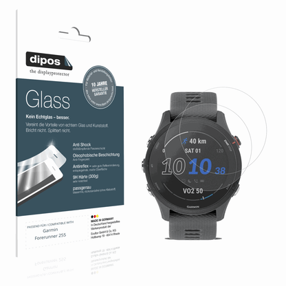 Matte Displayschutzfolie von dipos passend für Garmin Forerunner 255, 9H kratzfest und blasenfrei montiert