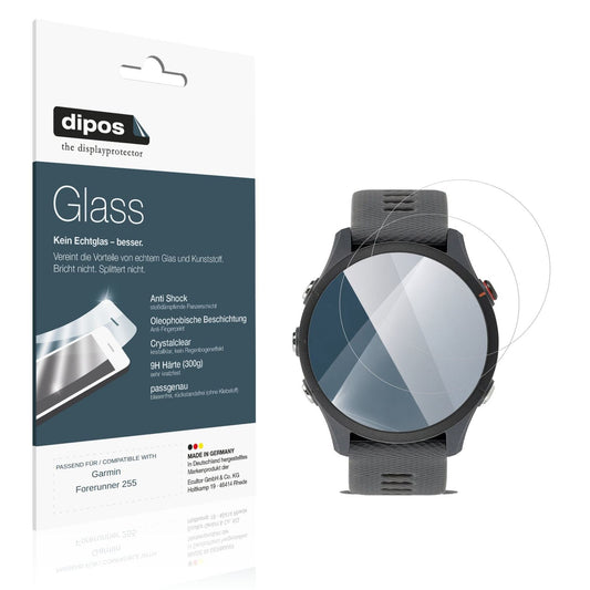 Klare Displayschutzfolie von dipos passend für Garmin Forerunner 255, 9H kratzfest und blasenfrei montiert